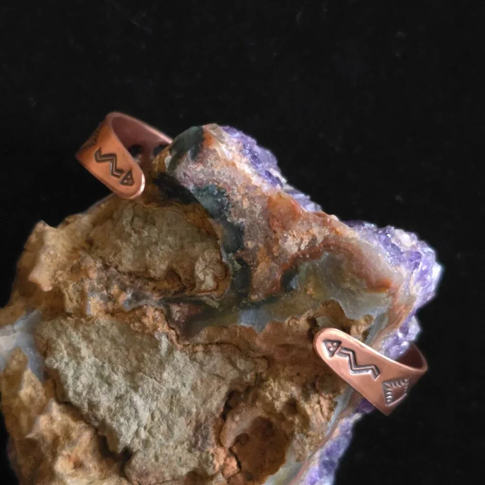 VTG Bell Trading Post Copper Cuff Bracelet Etched Thunderbird Tribal Arrow 1940s - Picture 4 of 8